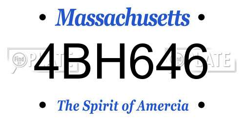 4BH646 Massachusetts License Plate