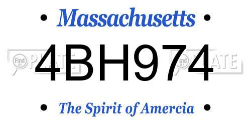 4BH974 Massachusetts License Plate