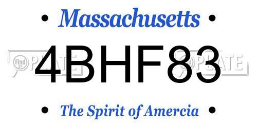4BHF83 Massachusetts License Plate