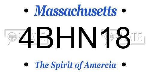 4BHN18 Massachusetts License Plate
