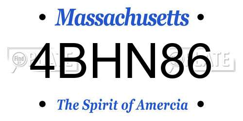 4BHN86 Massachusetts License Plate
