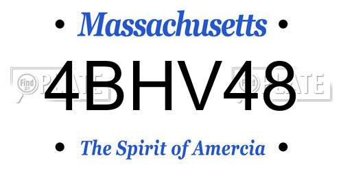 4BHV48 Massachusetts License Plate
