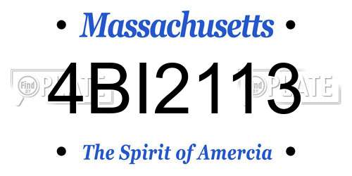 4BI2113 Massachusetts License Plate