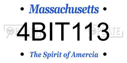 4BIT113 Massachusetts License Plate