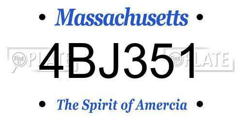 4BJ351 Massachusetts License Plate