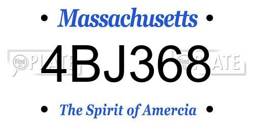 4BJ368 Massachusetts License Plate