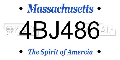 4BJ486 Massachusetts License Plate