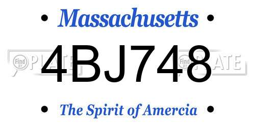 4BJ748 Massachusetts License Plate