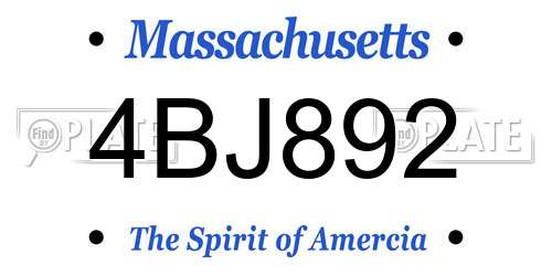 4BJ892 Massachusetts License Plate