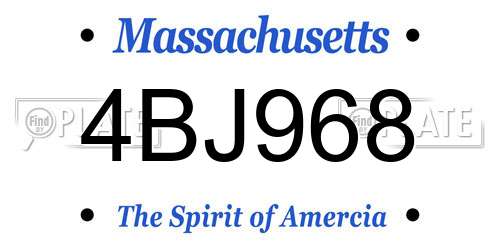 4BJ968 Massachusetts License Plate