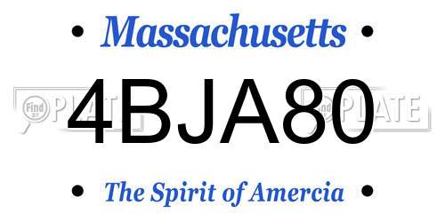 4BJA80 Massachusetts License Plate