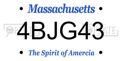 4BJG43 Massachusetts License Plate