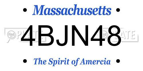 4BJN48 Massachusetts License Plate