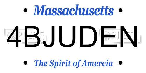 4BJUDEN Massachusetts License Plate