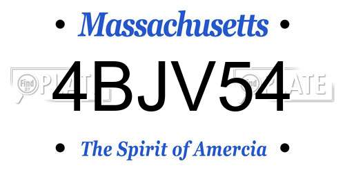 4BJV54 Massachusetts License Plate