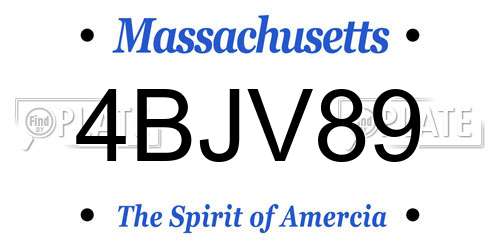 4BJV89 Massachusetts License Plate