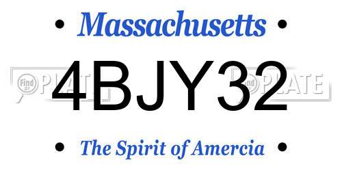 4BJY32 Massachusetts License Plate