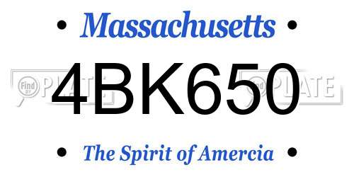 4BK650 Massachusetts License Plate