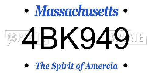 4BK949 Massachusetts License Plate