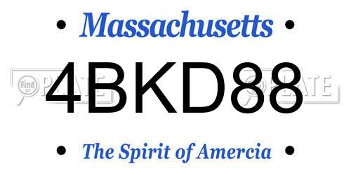 4BKD88 Massachusetts License Plate