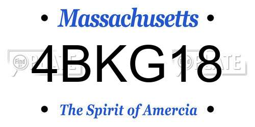4BKG18 Massachusetts License Plate