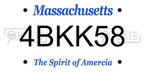 4BKK58 Massachusetts License Plate