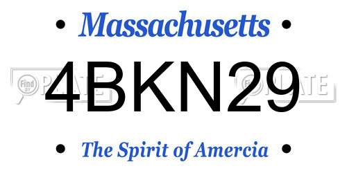 4BKN29 Massachusetts License Plate