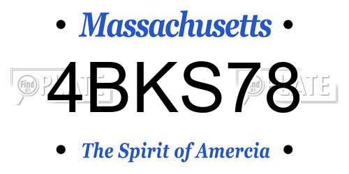 4BKS78 Massachusetts License Plate