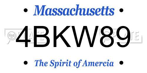 4BKW89 Massachusetts License Plate