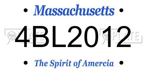 4BL2012 Massachusetts License Plate
