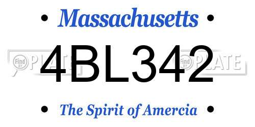4BL342 Massachusetts License Plate