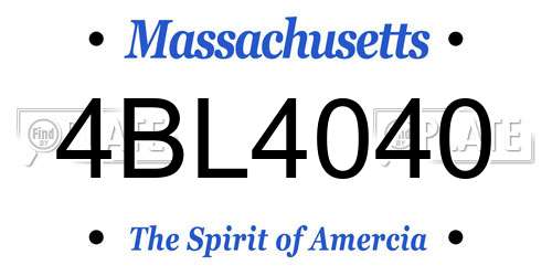 4BL4040 Massachusetts License Plate
