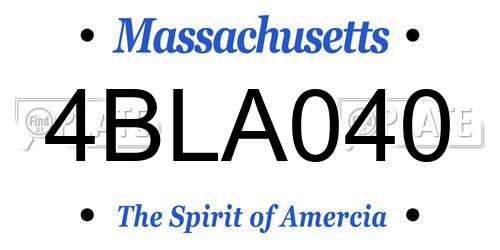 4BLA040 Massachusetts License Plate
