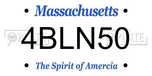 4BLN50 Massachusetts License Plate