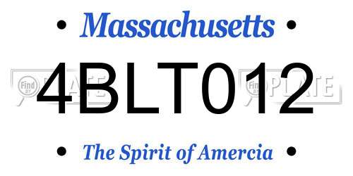4BLT012 Massachusetts License Plate