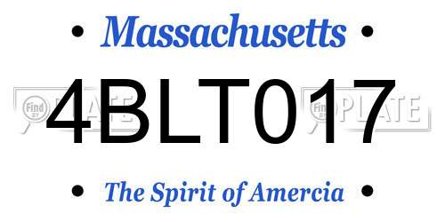 4BLT017 Massachusetts License Plate