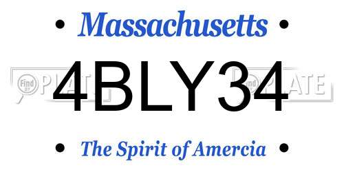 4BLY34 Massachusetts License Plate