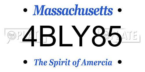 4BLY85 Massachusetts License Plate