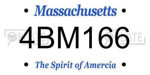 4BM166 Massachusetts License Plate