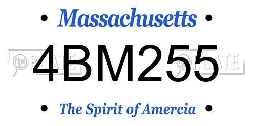 4BM255 Massachusetts License Plate