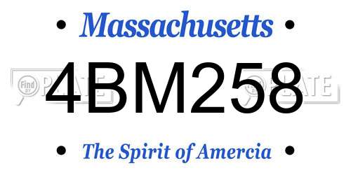 4BM258 Massachusetts License Plate