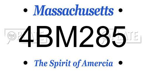 4BM285 Massachusetts License Plate