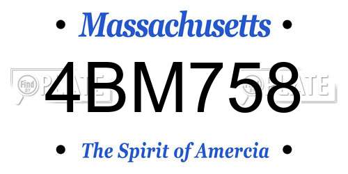 4BM758 Massachusetts License Plate
