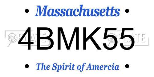 4BMK55 Massachusetts License Plate