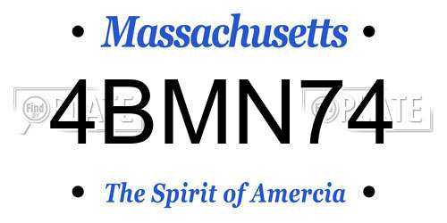 4BMN74 Massachusetts License Plate