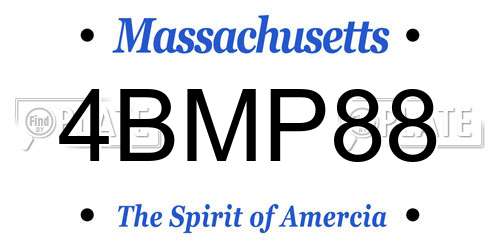 4BMP88 Massachusetts License Plate