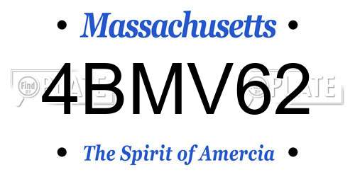 4BMV62 Massachusetts License Plate