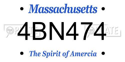 4BN474 Massachusetts License Plate