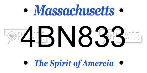 4BN833 Massachusetts License Plate