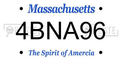 4BNA96 Massachusetts License Plate